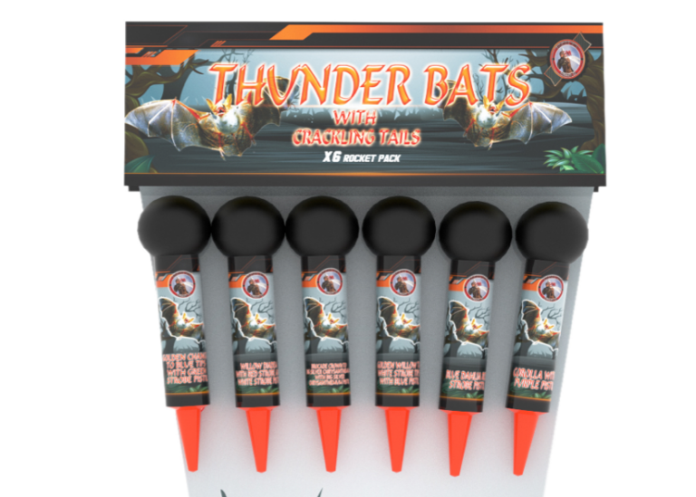 Thunder Bats With Cracking Tails 6 Pack Leeds Fireworks